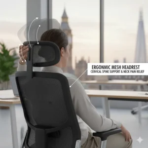 A sturdy five-star polished aluminium base with durable castors, suitable for smooth movement on both UK office carpets and hard floors.