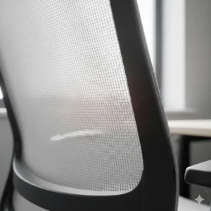 Illustration of the breathable mesh backrest designed for comfort during long working hours.