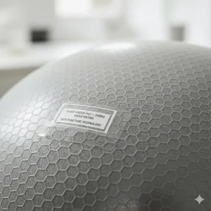 Close-up of anti-burst PVC material with a honeycomb texture and 500kg safety rating for office use.
