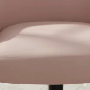 Close-up detail of the soft-touch pink velvet upholstery on a premium home office chair.