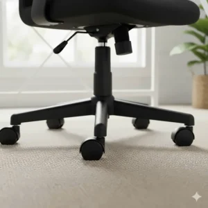 Five-star nylon base with smooth-rolling swivel casters suitable for carpeted UK home offices.