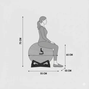 Technical drawing showing product dimensions in centimetres, including the 75 cm height and 55 cm base width.