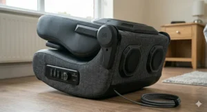 A compact, foldable rocker gaming chair with speakers, ideal for smaller UK bedrooms or flats.