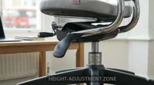 A high-quality gas lift for smooth height adjustment, ensuring the user's feet remain flat on the floor for better posture.