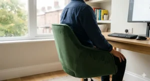 Close-up showing how the aesthetic office chair provides integrated lumbar support for good posture.