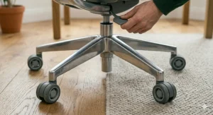 Illustration of the Class 4 gas lift lever used to adjust the height of a desk chair for UK workspaces.