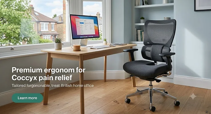 Ergonomic office chair designed to relieve coccyx pain and support the tailbone. office chair for coccyx pain