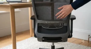 A high-quality mesh office chair providing support and comfort to help improve blood flow to legs.