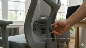 A high-quality chair providing dynamic support to improve posture while working at a desk.