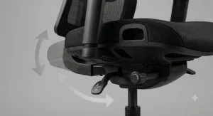 Close-up of lumbar support features on a high-quality office chair for those with coccyx pain.