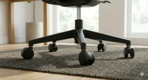Durable castor wheels suitable for both carpet and hard floors.