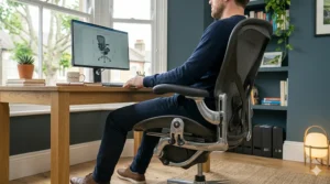 Explaining the synchro-tilt mechanism that encourages movement to help alleviate nerve pressure.