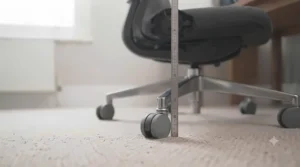 Smooth-rolling castors on a small office chair base suitable for UK home office carpets.