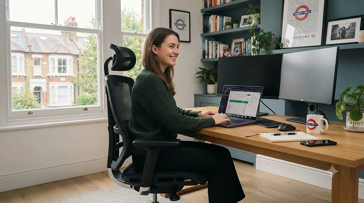 Ergonomic office chair with adjustable headrest for improved neck support and comfort. office chair adjustable headrest