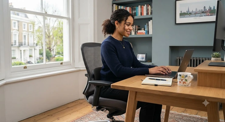 Ergonomic office chair with built-in adjustable lumbar support, designed for posture correction and comfort in a modern home office. office chair with lumbar support