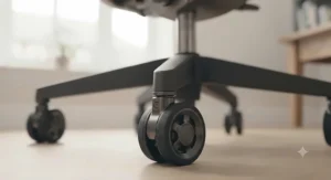 Showing the smooth gas-lift height adjustment for finding the perfect ergonomic working position.