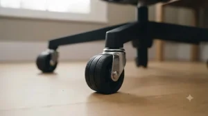 Close-up of heavy-duty, smooth-gliding castors suitable for hard floors and carpets.