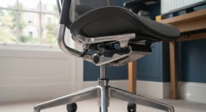 Heavy-duty office chair with a reinforced gas lift cylinder suitable for taller and heavier adults.