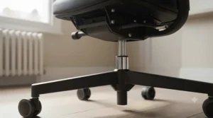 Detailed view of built-in lumbar support helping to maintain correct posture during long working hours.
