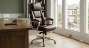 Executive leather big and tall heavy duty office chair with sturdy steel base