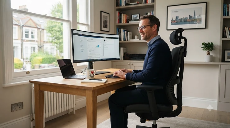 Ergonomic big and tall office chair designed for heavy-duty support and comfort in a modern UK home office. big and tall office chairs