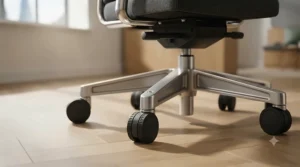 Close-up of adjustable ergonomic controls on a heavy-duty office chair designed for heavier users.