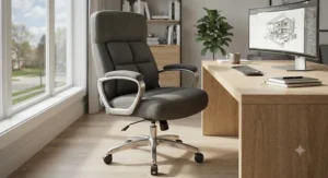 An extra-wide bariatric desk chair featuring adjustable armrests and lumbar support for enhanced posture.
