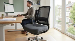 Extra wide heavy duty office chair featuring breathable mesh back for all-day comfort