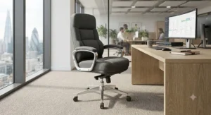 A high-weight-capacity ergonomic office chair offering superior strength and adjustable height settings.