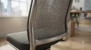 Person demonstrating the synchro-tilt recline mechanism on a heavy-duty 200kg capacity office chair.
