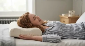 Adjustable loft cervical pillow allowing side sleepers to customise their pillow height.