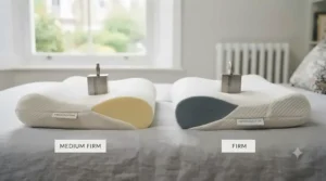 Side-by-side comparison of medium and firm cervical pillows for side sleepers.