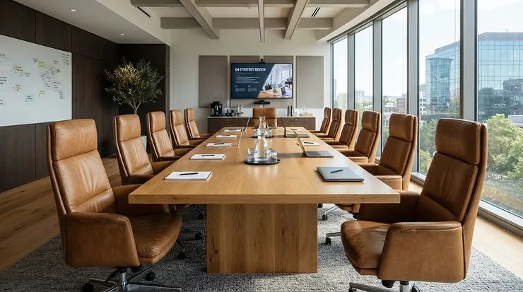 heavy duty replacement office chair castors fitted to luxury executive chairs around a boardroom table