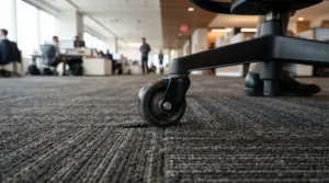heavy duty replacement office chair castors moving easily over thick office carpet tiles