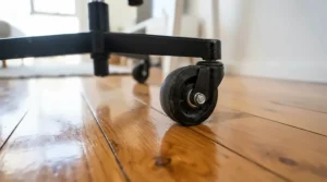 heavy duty replacement office chair castors rolling smoothly across a polished hardwood floor